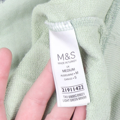 Marks and Spencer Men's Light Green Tie-Dye Cotton Sweatshirt Medium