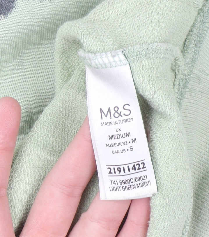 Marks and Spencer Men's Light Green Tie-Dye Cotton Sweatshirt Medium