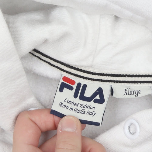 FILA Men’s White Pullover Hoodie XL Limited Edition Sportswear