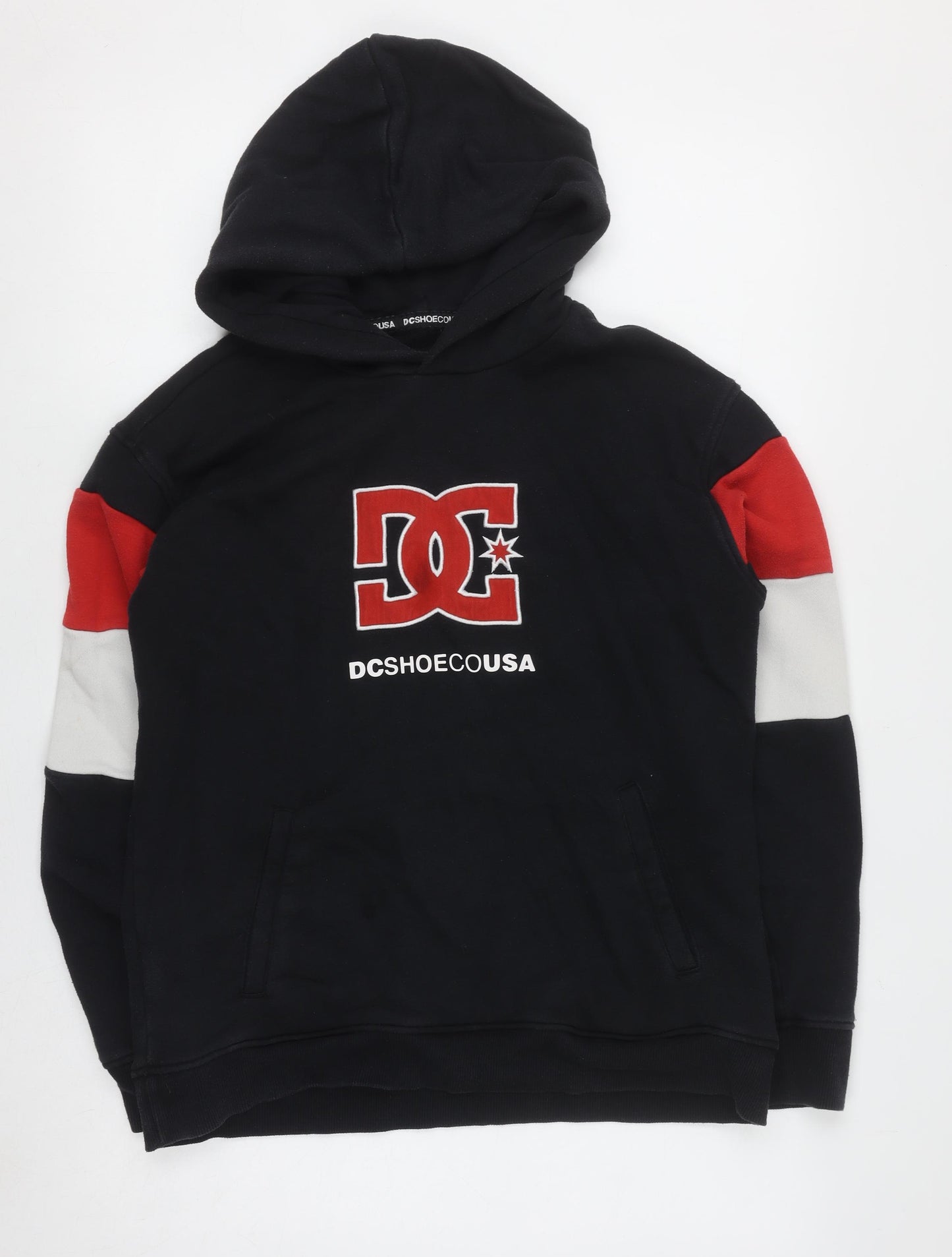 DC Shoes Mens XL Black Pullover Hoodie Skate Graphic Sweatshirt