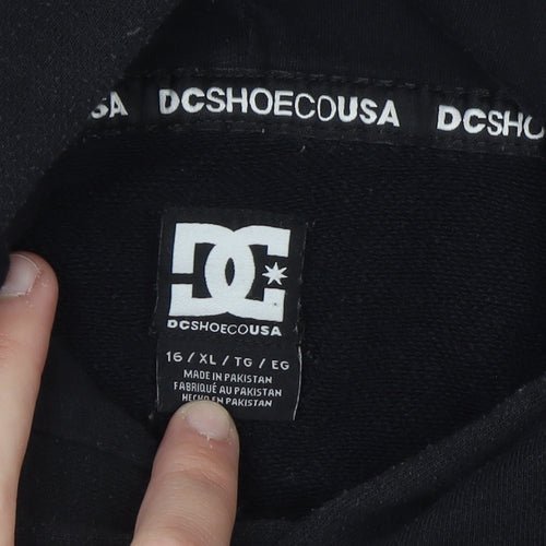 DC Shoes Mens XL Black Pullover Hoodie Skate Graphic Sweatshirt