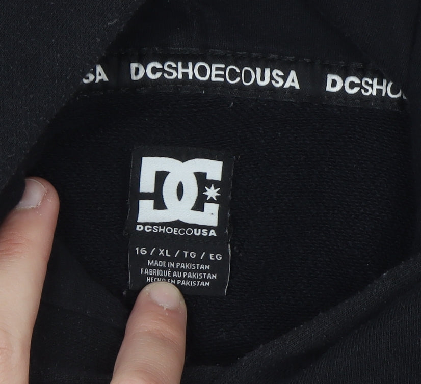 DC Shoes Mens XL Black Pullover Hoodie Skate Graphic Sweatshirt