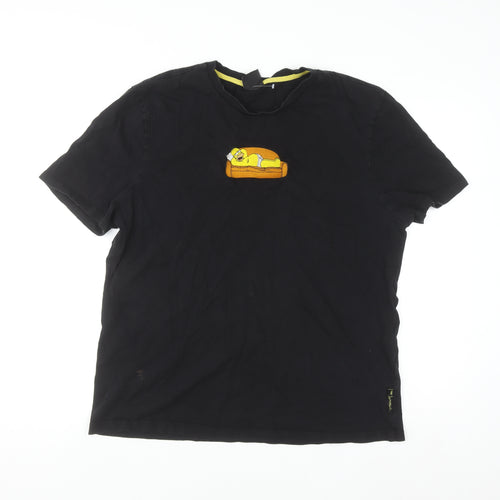 The Simpsons Men's Black XL Homer Simpson Embroidered Cartoon T-Shirt