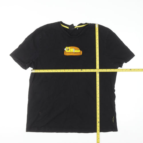 The Simpsons Men's Black XL Homer Simpson Embroidered Cartoon T-Shirt