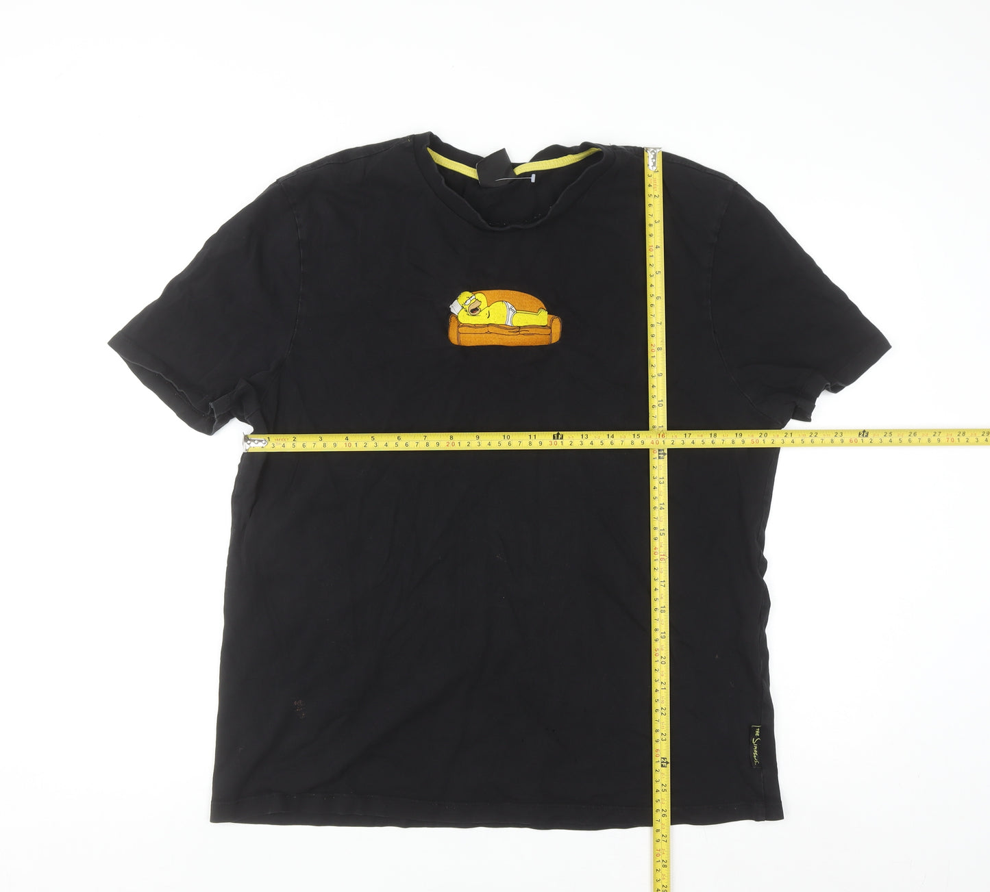 The Simpsons Men's Black XL Homer Simpson Embroidered Cartoon T-Shirt