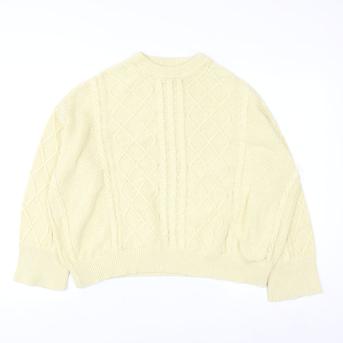 ASOS DESIGN Women's Beige Cable-Knit Mock Neck Jumper Size S