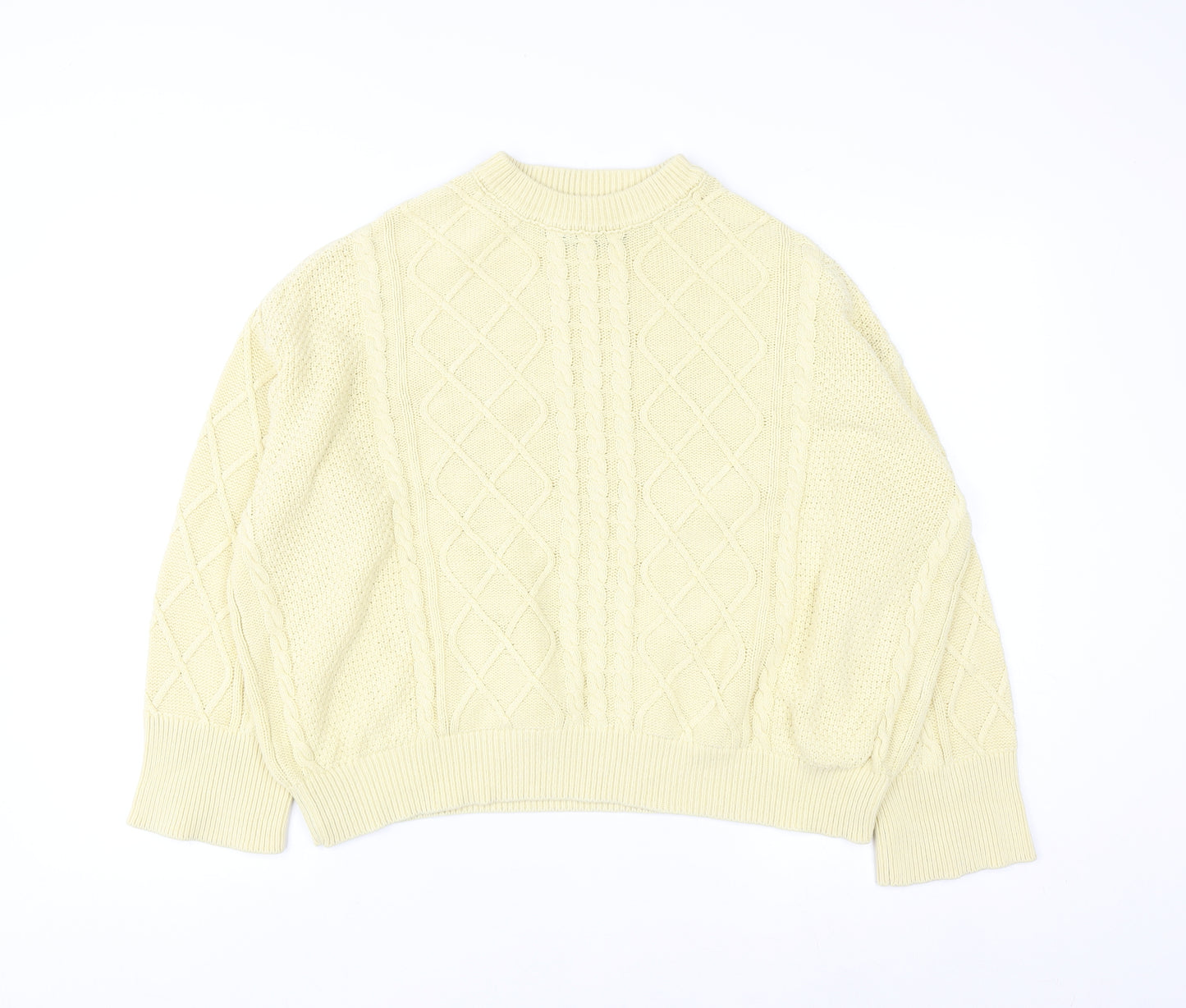ASOS DESIGN Women's Beige Cable-Knit Mock Neck Jumper Size S