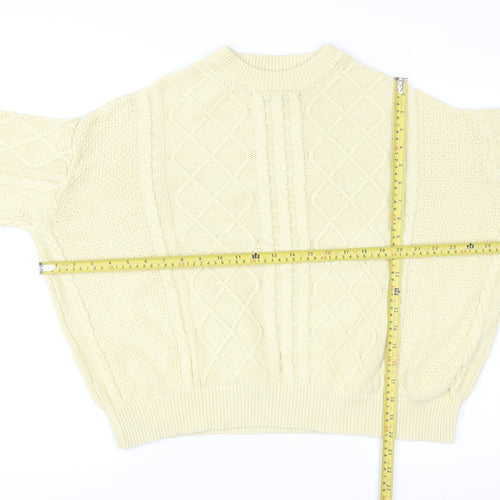 ASOS DESIGN Women's Beige Cable-Knit Mock Neck Jumper Size S