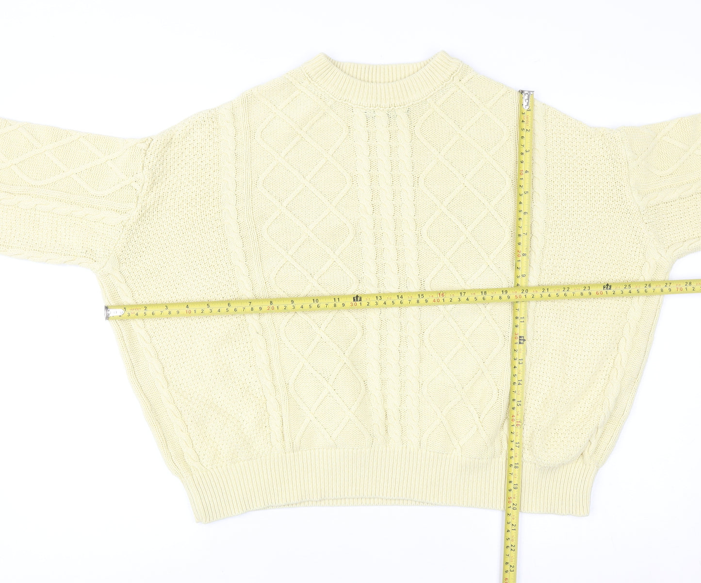 ASOS DESIGN Women's Beige Cable-Knit Mock Neck Jumper Size S