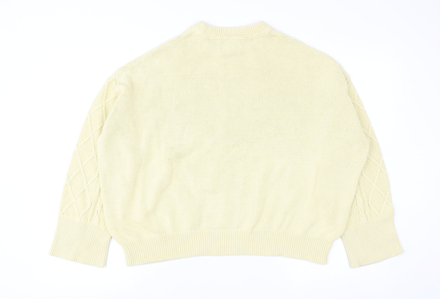ASOS DESIGN Women's Beige Cable-Knit Mock Neck Jumper Size S