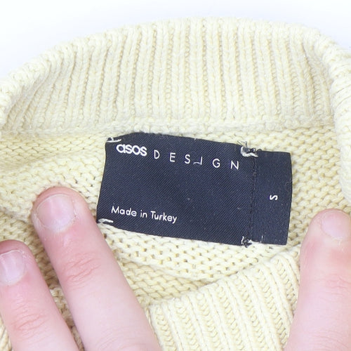 ASOS DESIGN Women's Beige Cable-Knit Mock Neck Jumper Size S