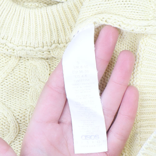 ASOS DESIGN Women's Beige Cable-Knit Mock Neck Jumper Size S