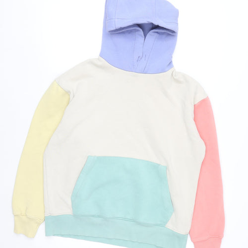 ZARA Women Multicoloured M Pullover Hoodie Pastel Block Cotton Blend