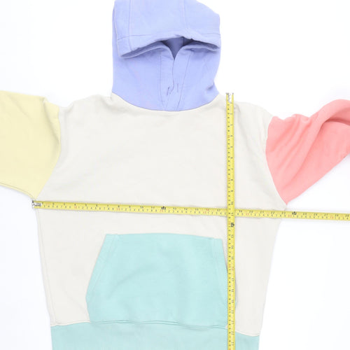 ZARA Women Multicoloured M Pullover Hoodie Pastel Block Cotton Blend