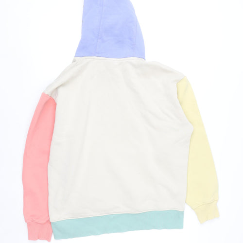 ZARA Women Multicoloured M Pullover Hoodie Pastel Block Cotton Blend
