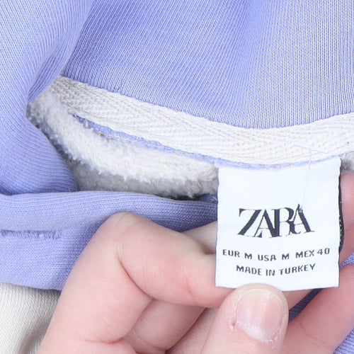 ZARA Women Multicoloured M Pullover Hoodie Pastel Block Cotton Blend
