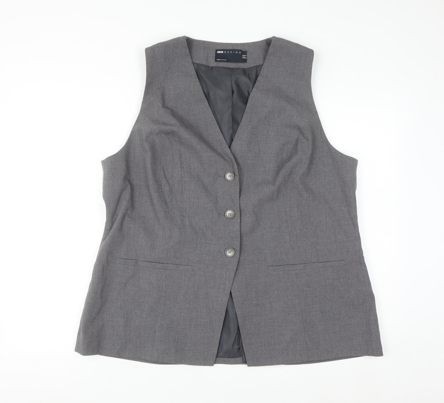 ASOS DESIGN Women Grey Suit Waistcoat UK 20 Classic Tailored Lined
