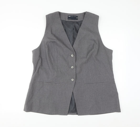 ASOS DESIGN Women Grey Suit Waistcoat UK 20 Classic Tailored Lined