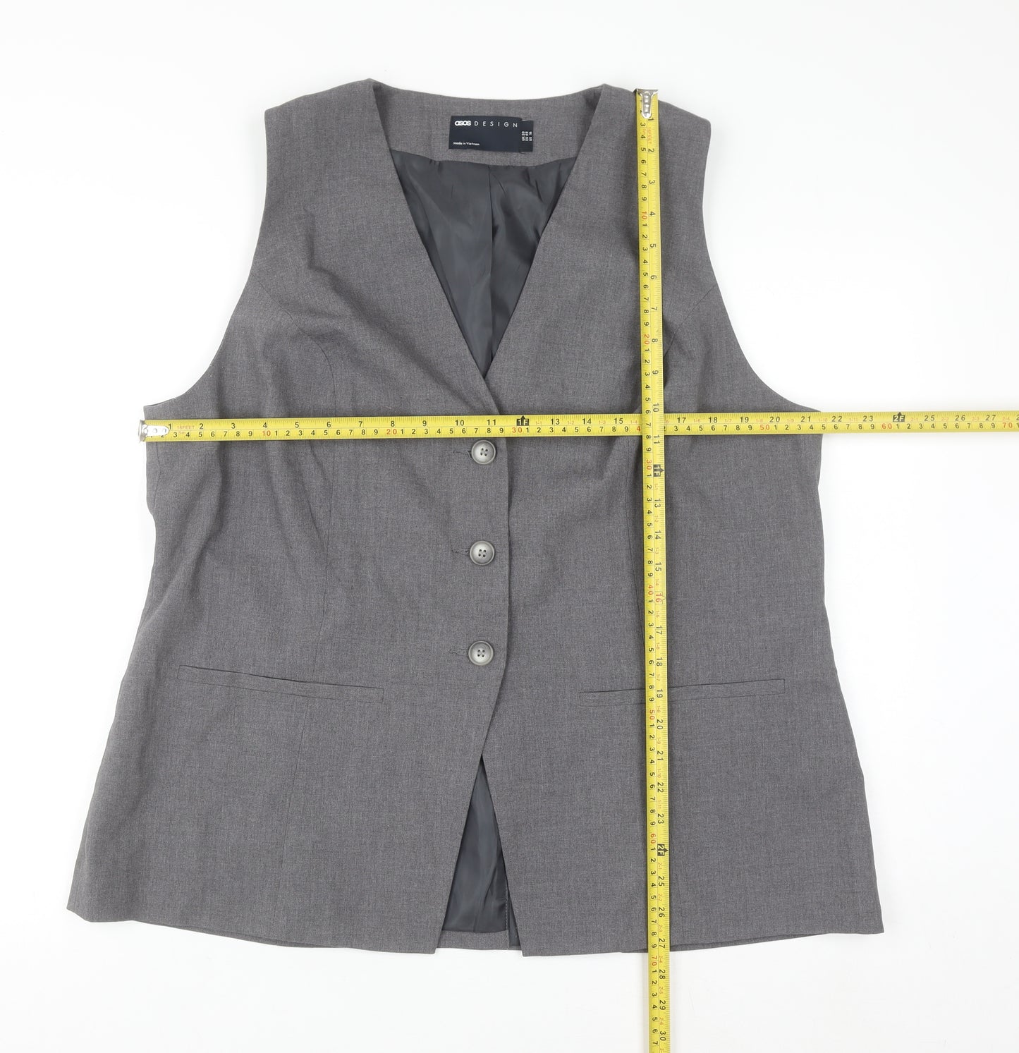 ASOS DESIGN Women Grey Suit Waistcoat UK 20 Classic Tailored Lined