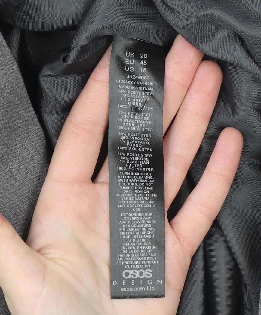 ASOS DESIGN Women Grey Suit Waistcoat UK 20 Classic Tailored Lined