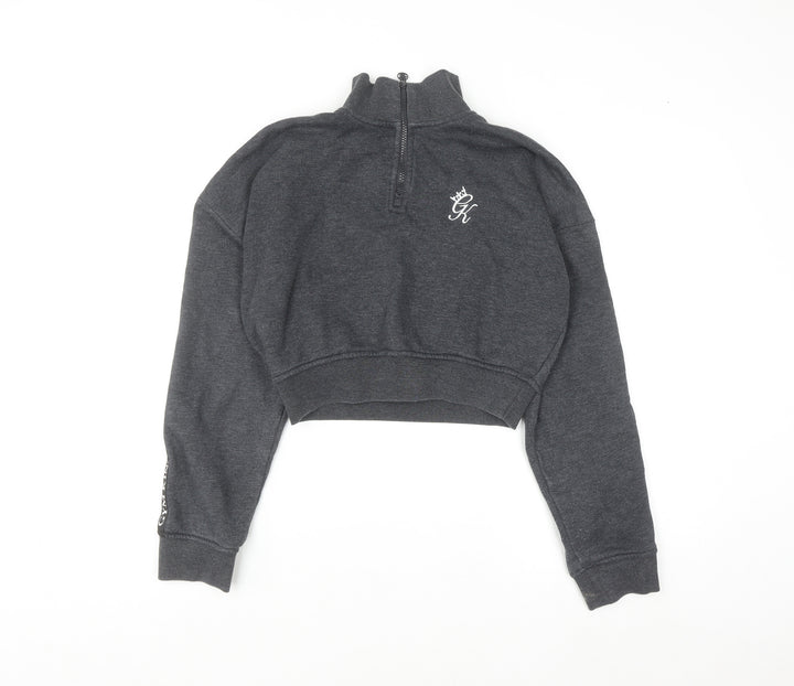 Gym King Women's Grey 1/4 Zip Cropped Sweatshirt Size 8