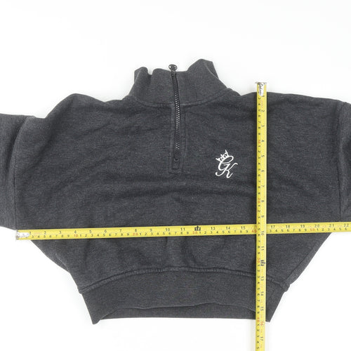 Gym King Women's Grey 1/4 Zip Cropped Sweatshirt Size 8
