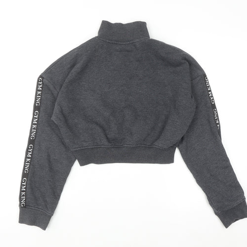 Gym King Women's Grey 1/4 Zip Cropped Sweatshirt Size 8