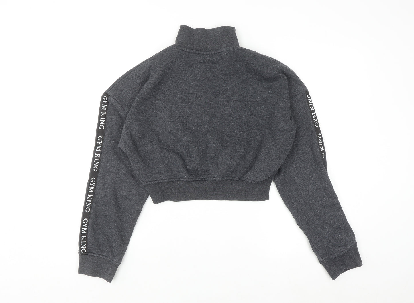 Gym King Women's Grey 1/4 Zip Cropped Sweatshirt Size 8