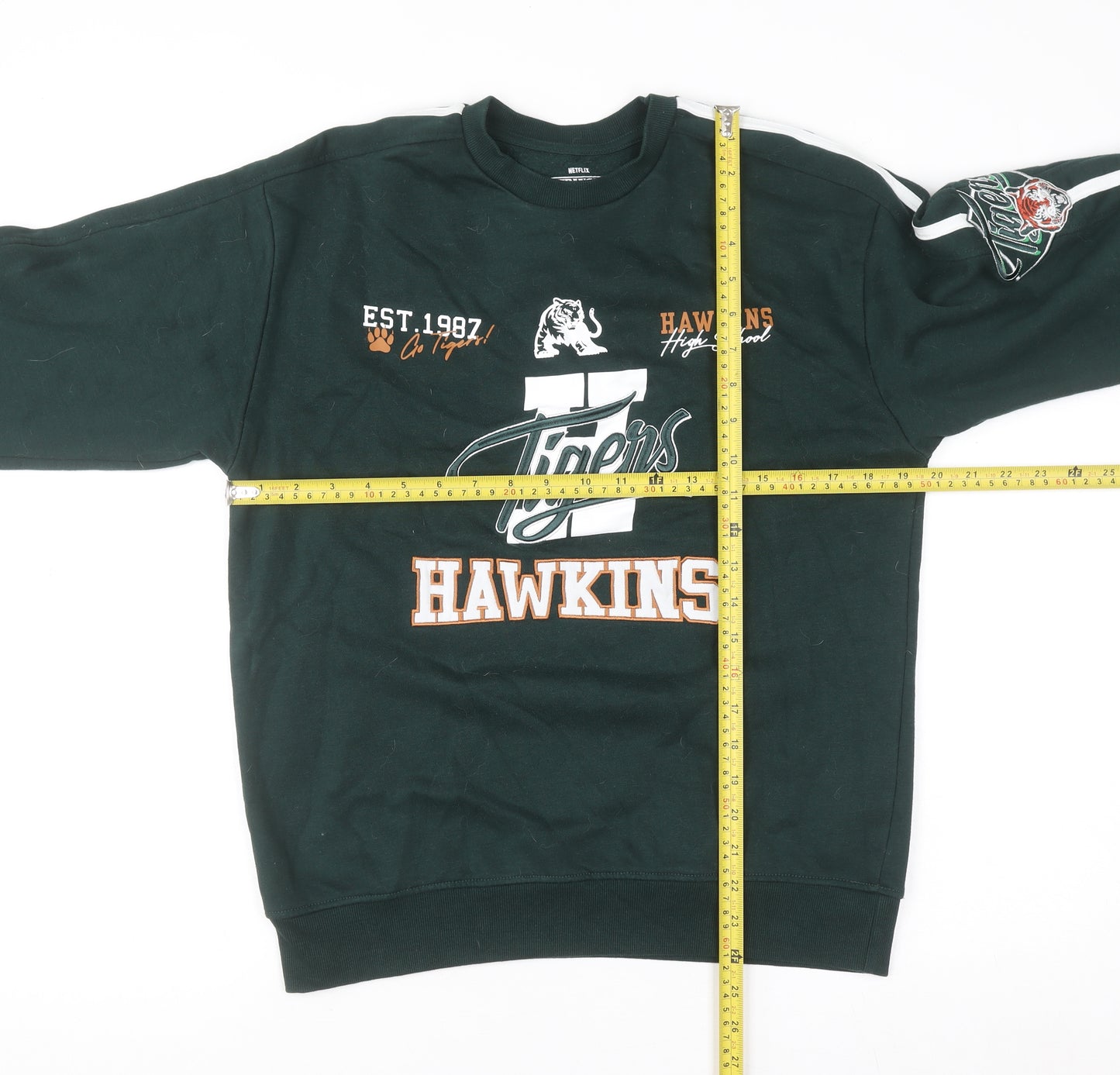 Primark Girls Green Hawkins Tigers Sweatshirt Stranger Things 12-13 Years