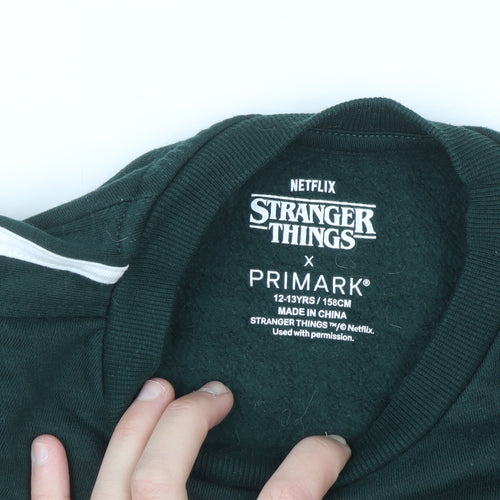 Primark Girls Green Hawkins Tigers Sweatshirt Stranger Things 12-13 Years