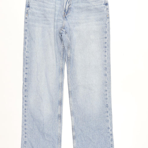 Bershka Women's Light Blue Straight Jeans Size 10 100% Cotton