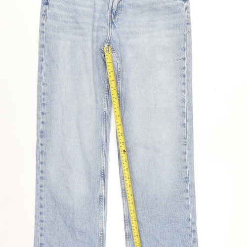 Bershka Women's Light Blue Straight Jeans Size 10 100% Cotton