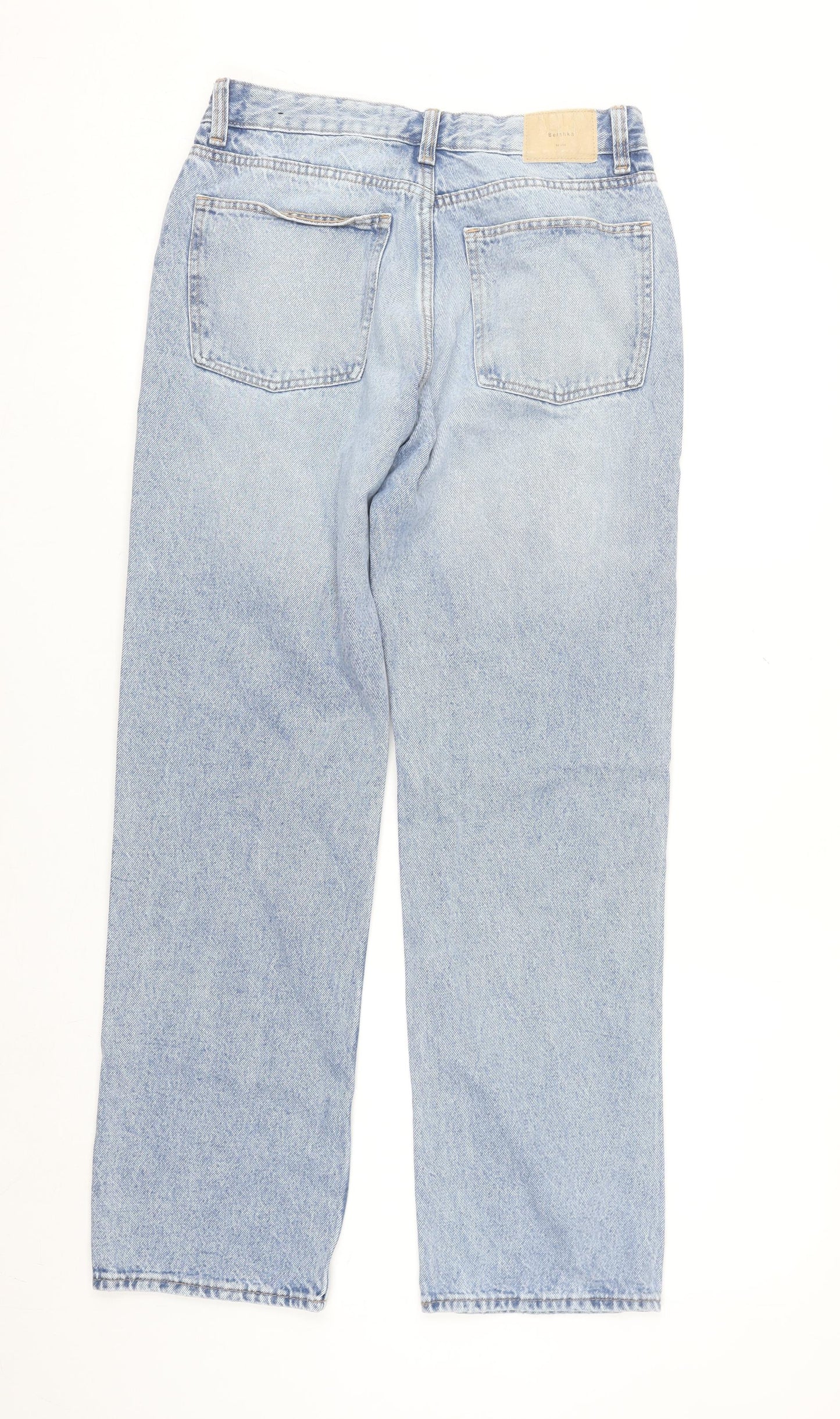 Bershka Women's Light Blue Straight Jeans Size 10 100% Cotton