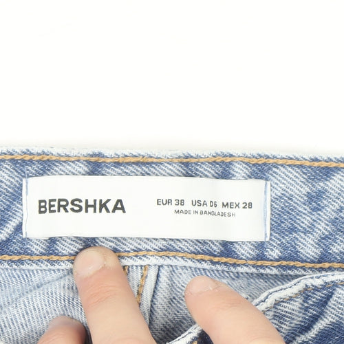 Bershka Women's Light Blue Straight Jeans Size 10 100% Cotton