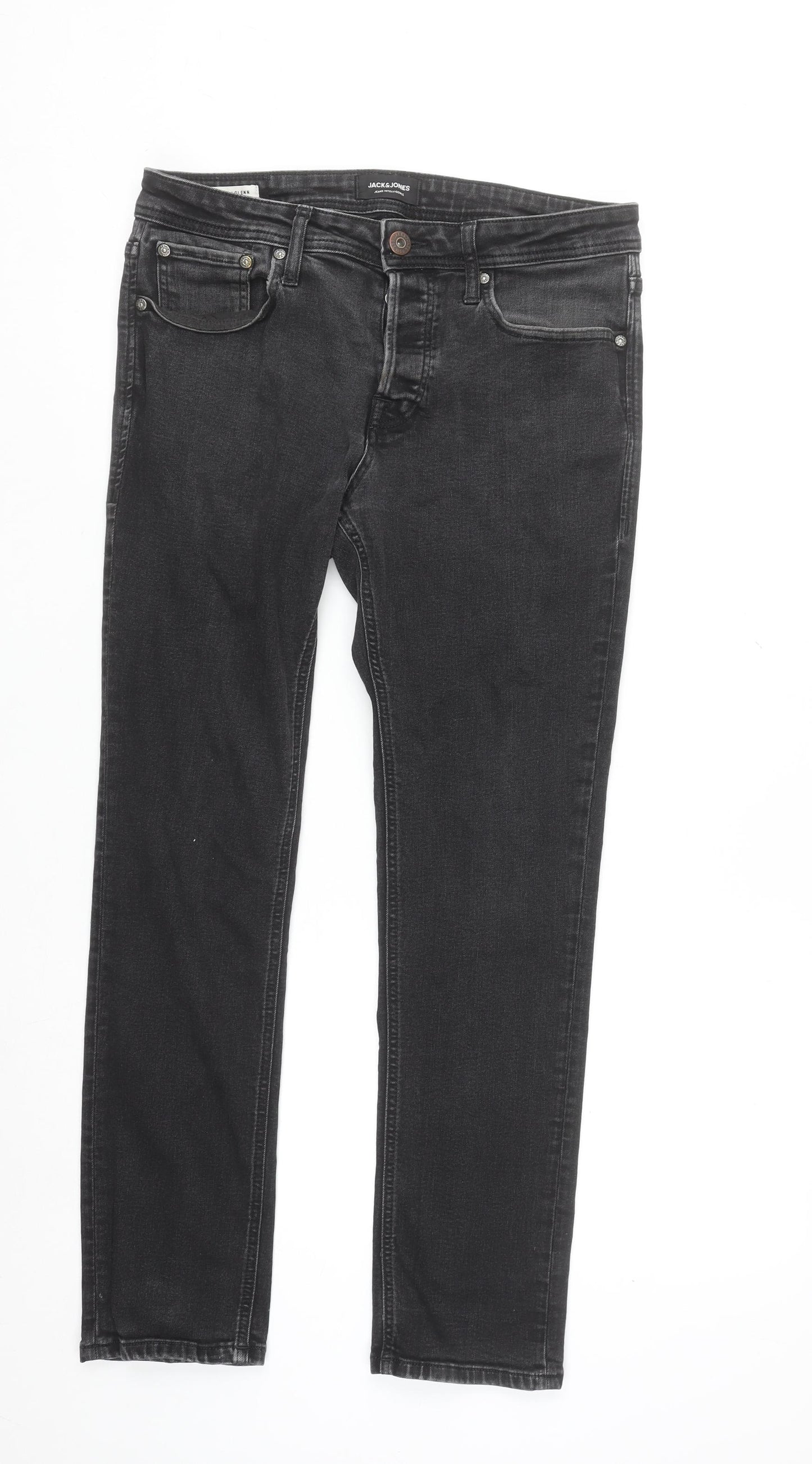 Jack & Jones Men’s Black Slim Fit Straight Leg Jeans Size 30/30