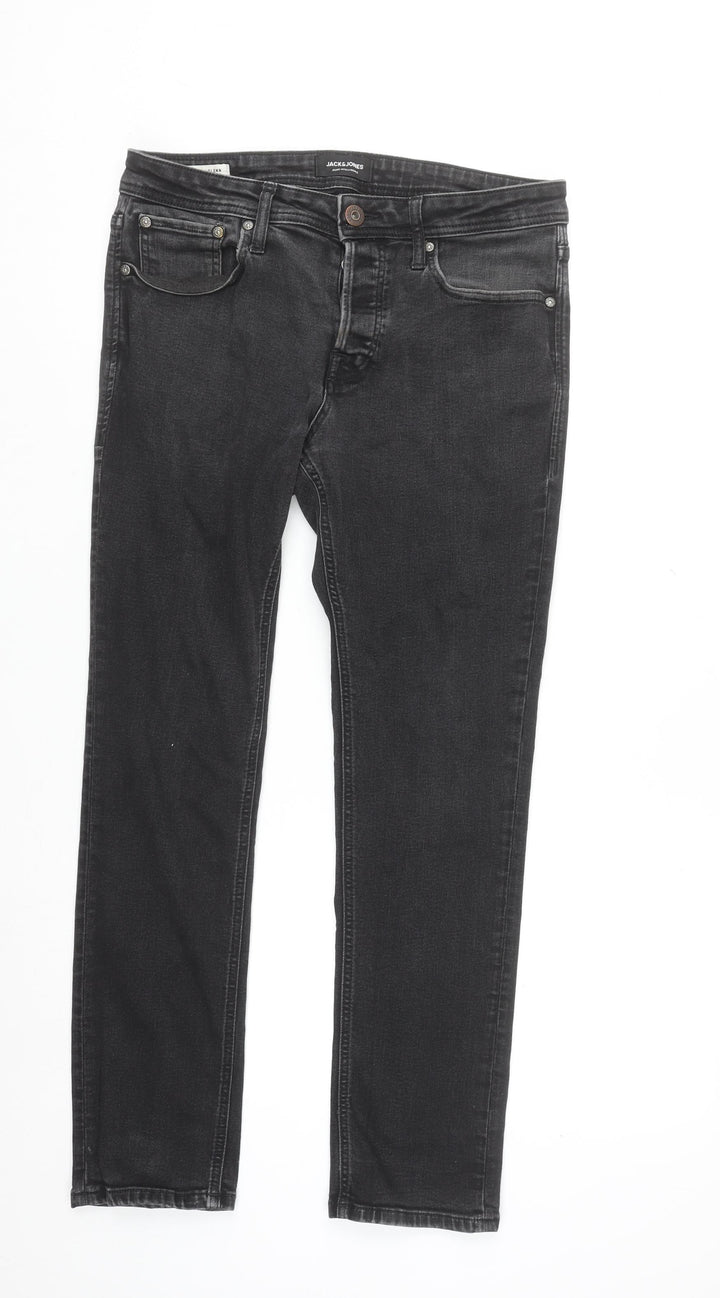 Jack & Jones Men’s Black Slim Fit Straight Leg Jeans Size 30/30