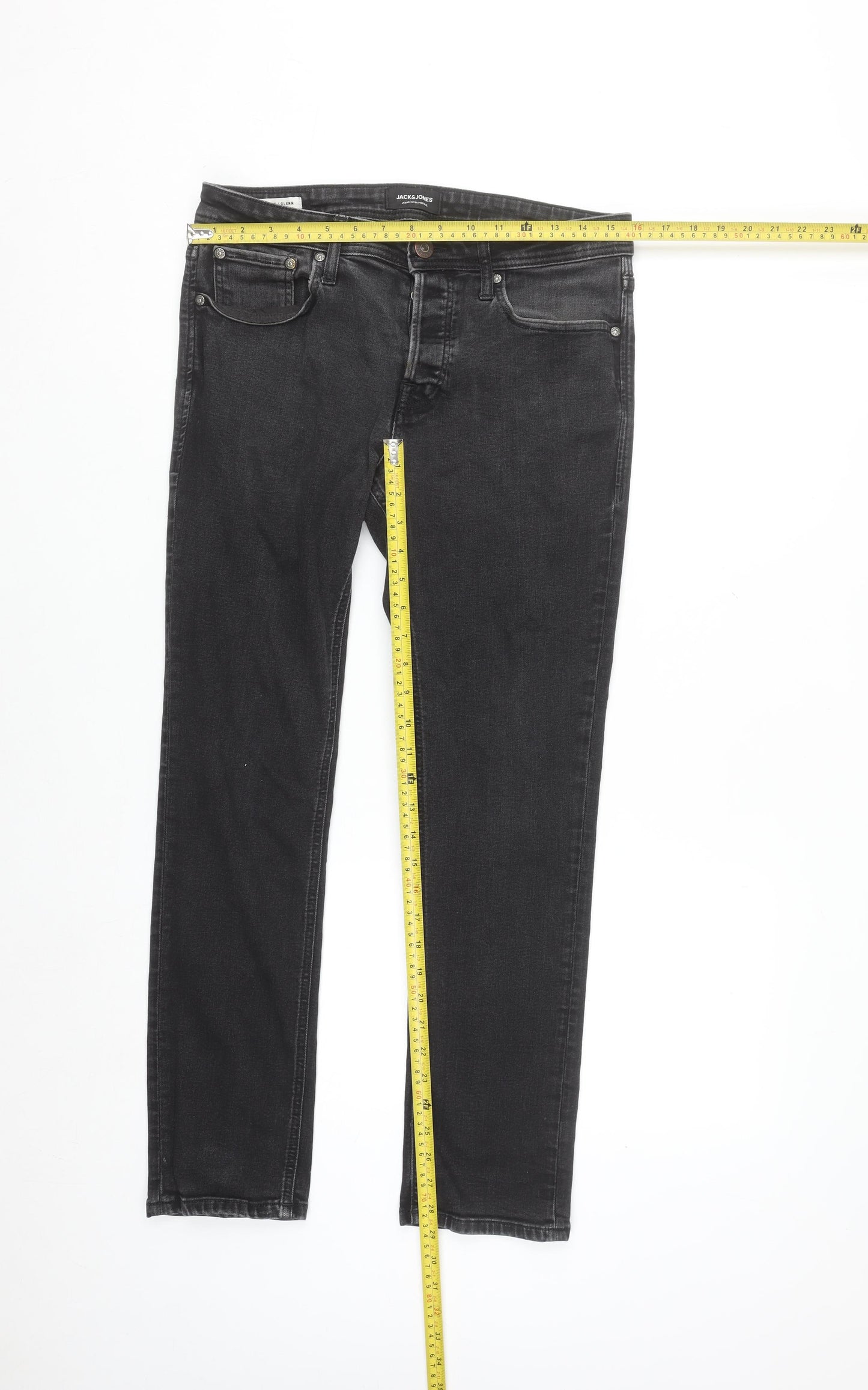 Jack & Jones Men’s Black Slim Fit Straight Leg Jeans Size 30/30