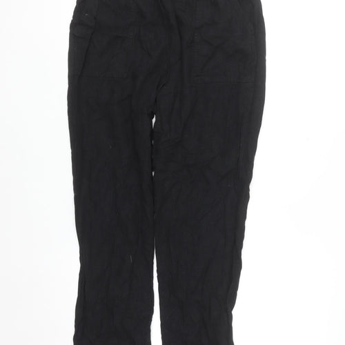 Love Tree Women’s Black Linen Blend Elastic Waist Trousers Size M