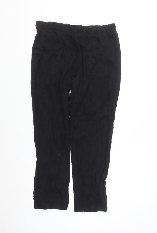 Love Tree Women’s Black Linen Blend Elastic Waist Trousers Size M