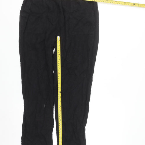 Love Tree Women’s Black Linen Blend Elastic Waist Trousers Size M