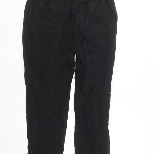 Love Tree Women’s Black Linen Blend Elastic Waist Trousers Size M