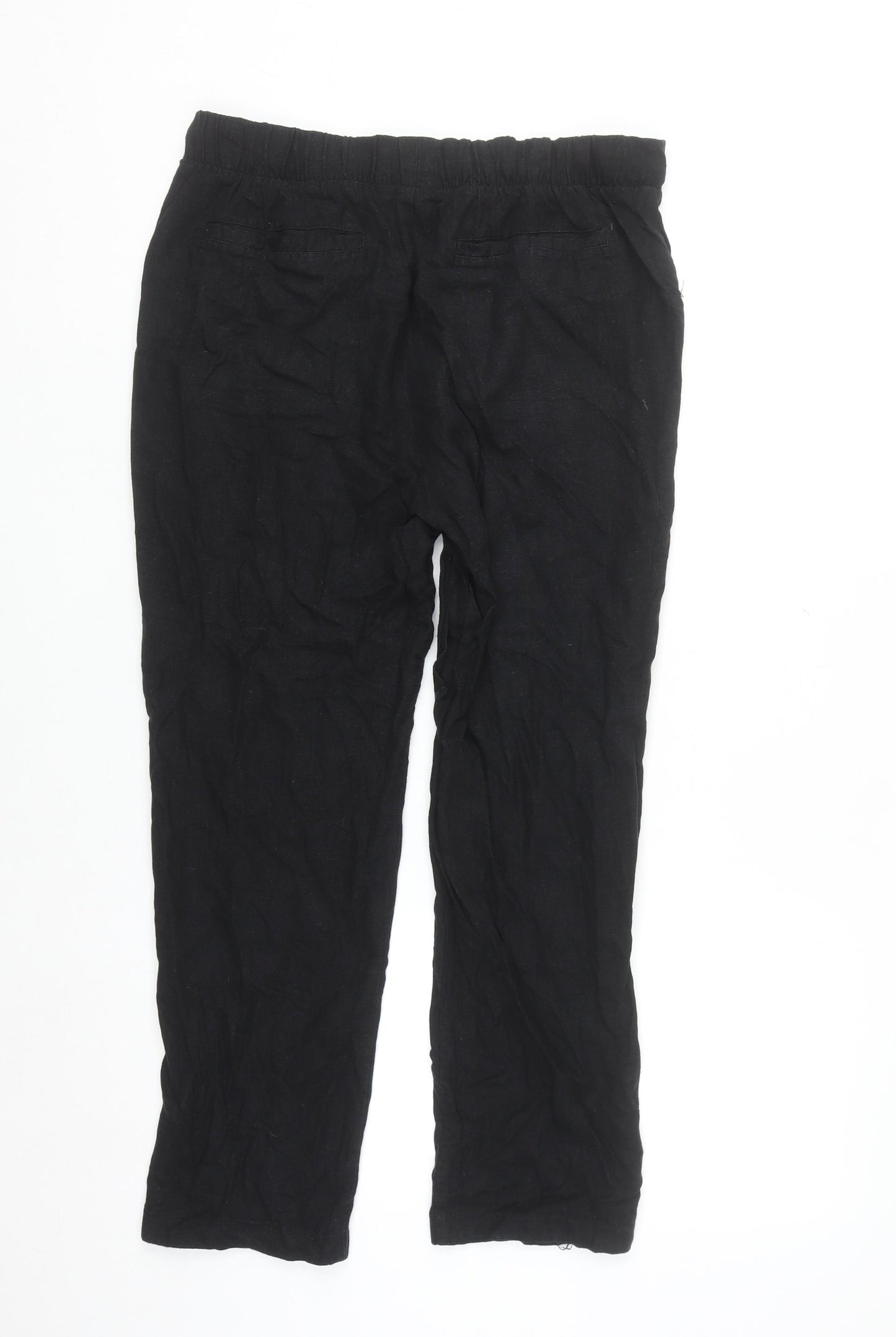 Love Tree Women’s Black Linen Blend Elastic Waist Trousers Size M