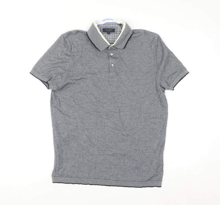 Ted Baker Men's Grey Cotton Short Sleeve Polo Shirt Size L