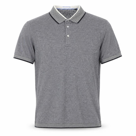 Front view of Ted Baker Men's Grey Cotton Short Sleeve Polo Shirt, size L