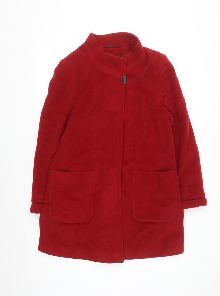 Basler Women's Red Wool Angora Blend Mid-Length Coat Size 8