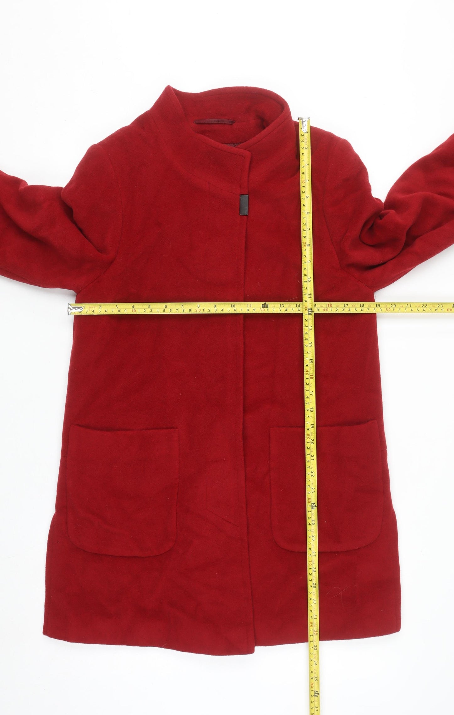 Basler Women's Red Wool Angora Blend Mid-Length Coat Size 8