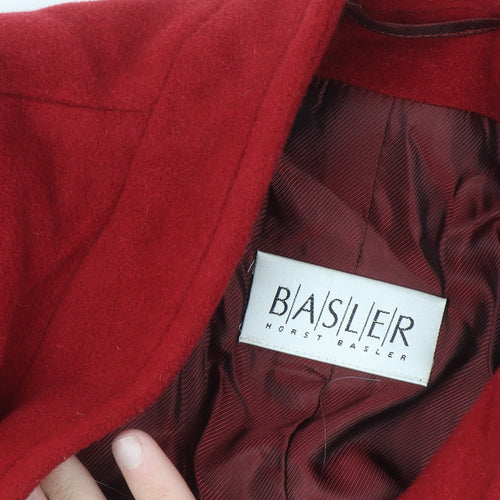 Basler Women's Red Wool Angora Blend Mid-Length Coat Size 8