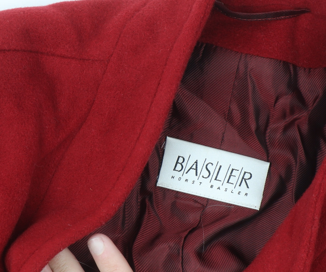 Basler Women's Red Wool Angora Blend Mid-Length Coat Size 8