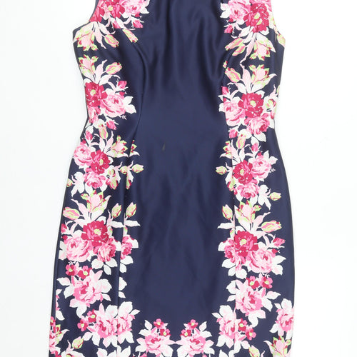Tahari Arthur S. Levine Women's Blue Floral Sheath Dress Size 14