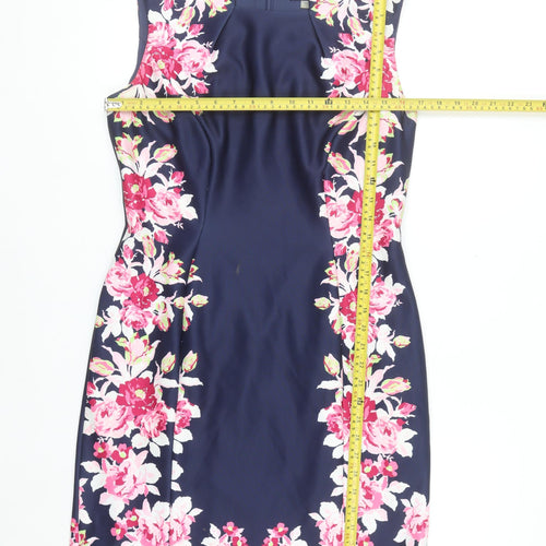 Tahari Arthur S. Levine Women's Blue Floral Sheath Dress Size 14